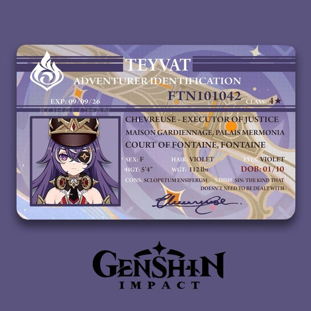 Genshin Impact Adventurer Card