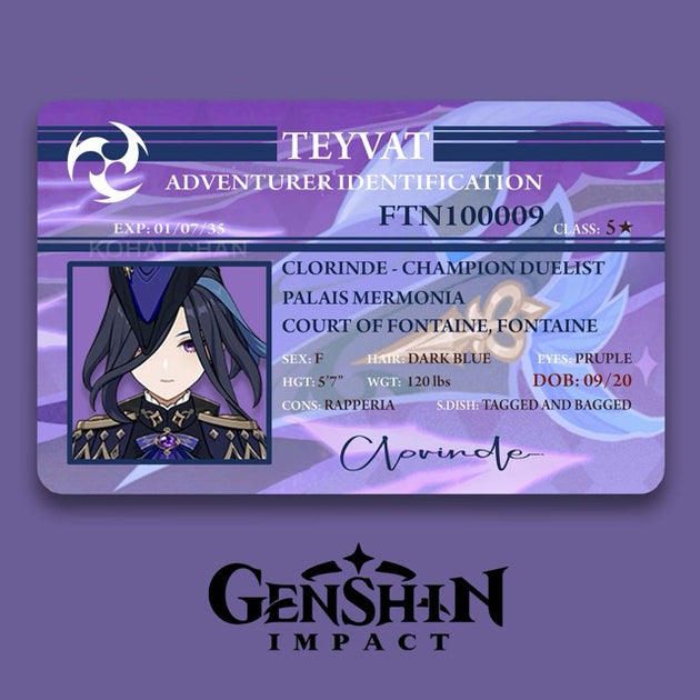Genshin Impact Adventurer Card