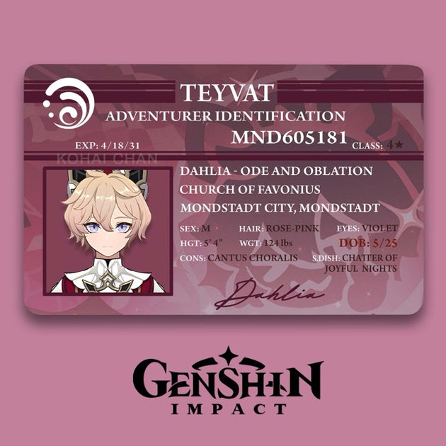 Genshin Impact Adventurer Card