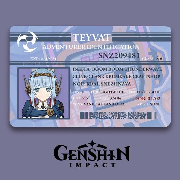 Genshin Impact Adventurer Card
