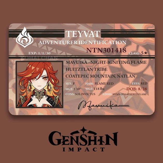 Genshin Impact Adventurer Card
