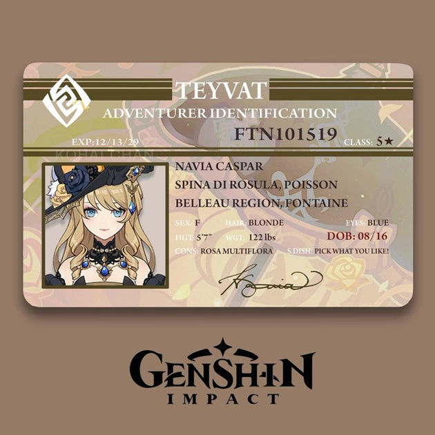 Genshin Impact Adventurer Card