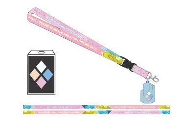 Disney Lanyard, Ariel Flounder Sebastian Poses Sparkle Pink, Elastic